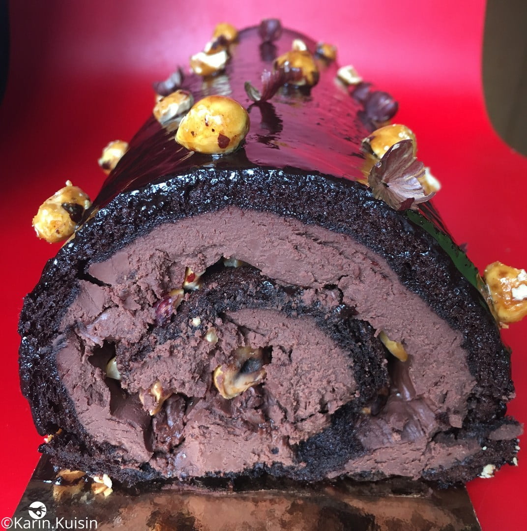 bûche roulé chocolat fruit sec