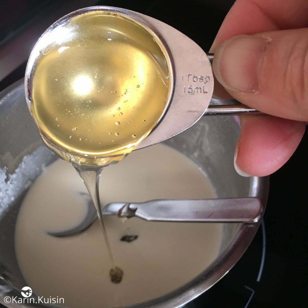 crème basilic miel verser