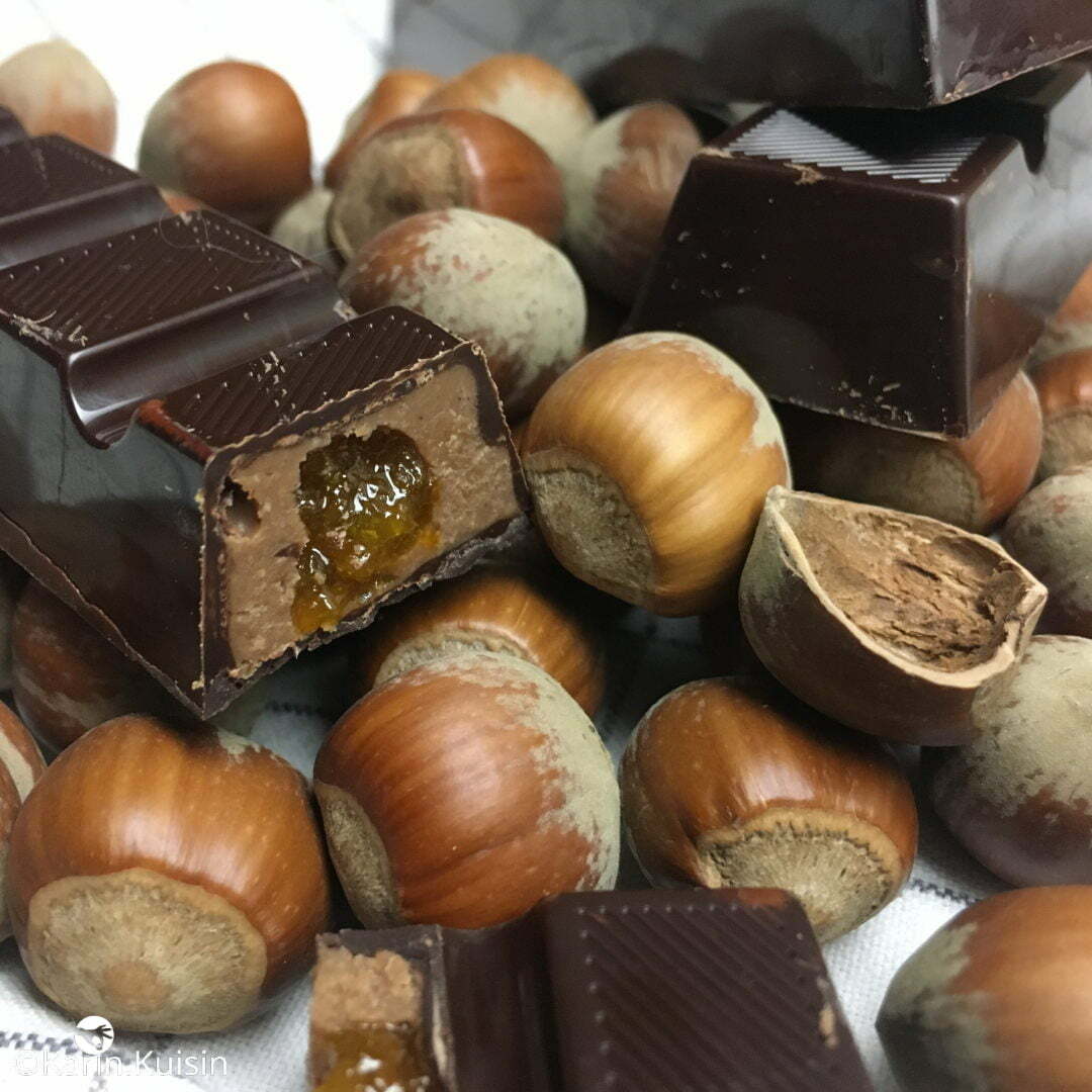 barre chocolat noisette gianguja confit orange découpe
