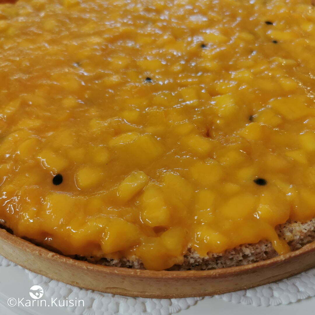 compotée mangue passion tarte étaler montage