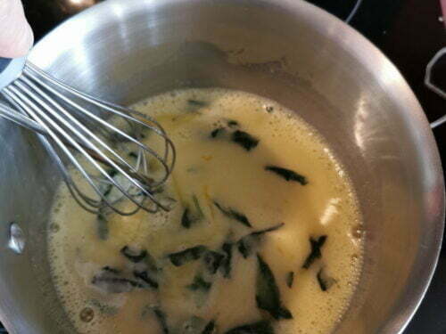 sucre basilic oeuf jus yuzu mélangez