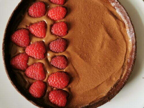 fond tarte gianduja framboise répartir