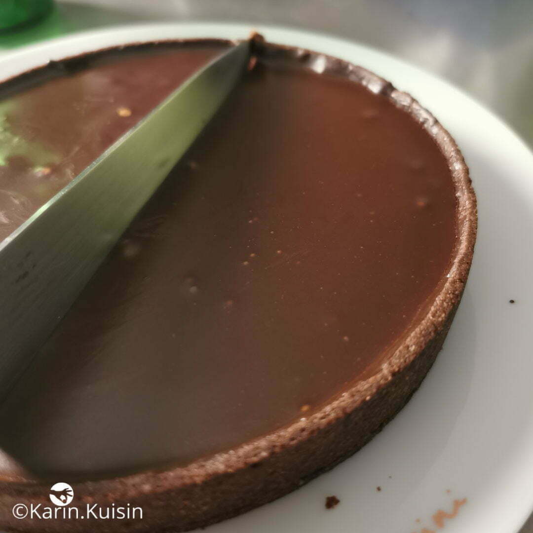 tarte chocolat gianduja framboise final découpe