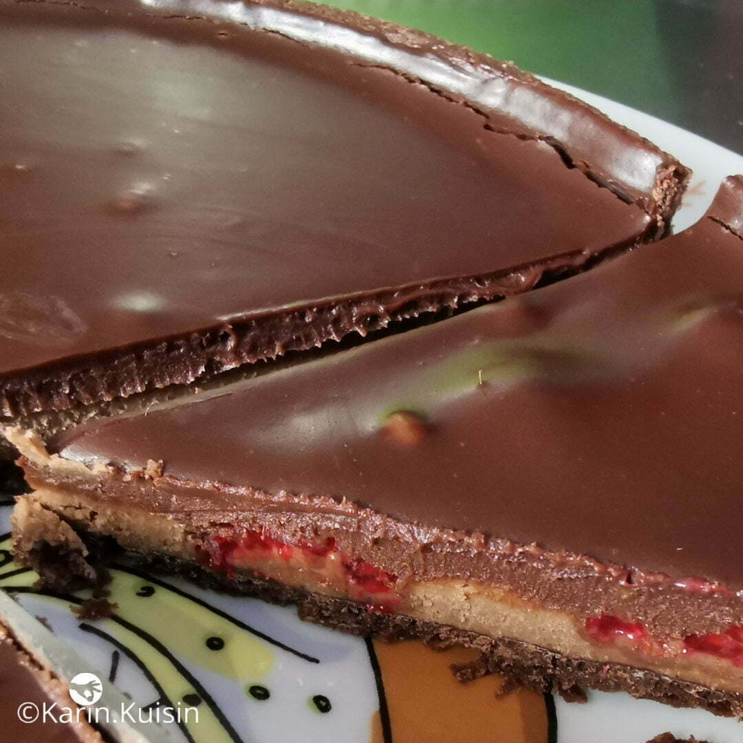 tarte chocolat gianduja framboise final découpe