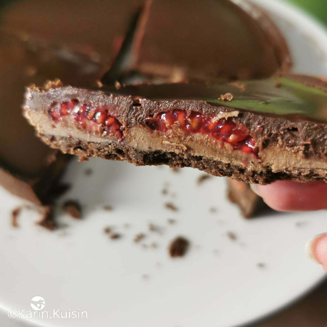 tarte chocolat gianduja framboise final découpe
