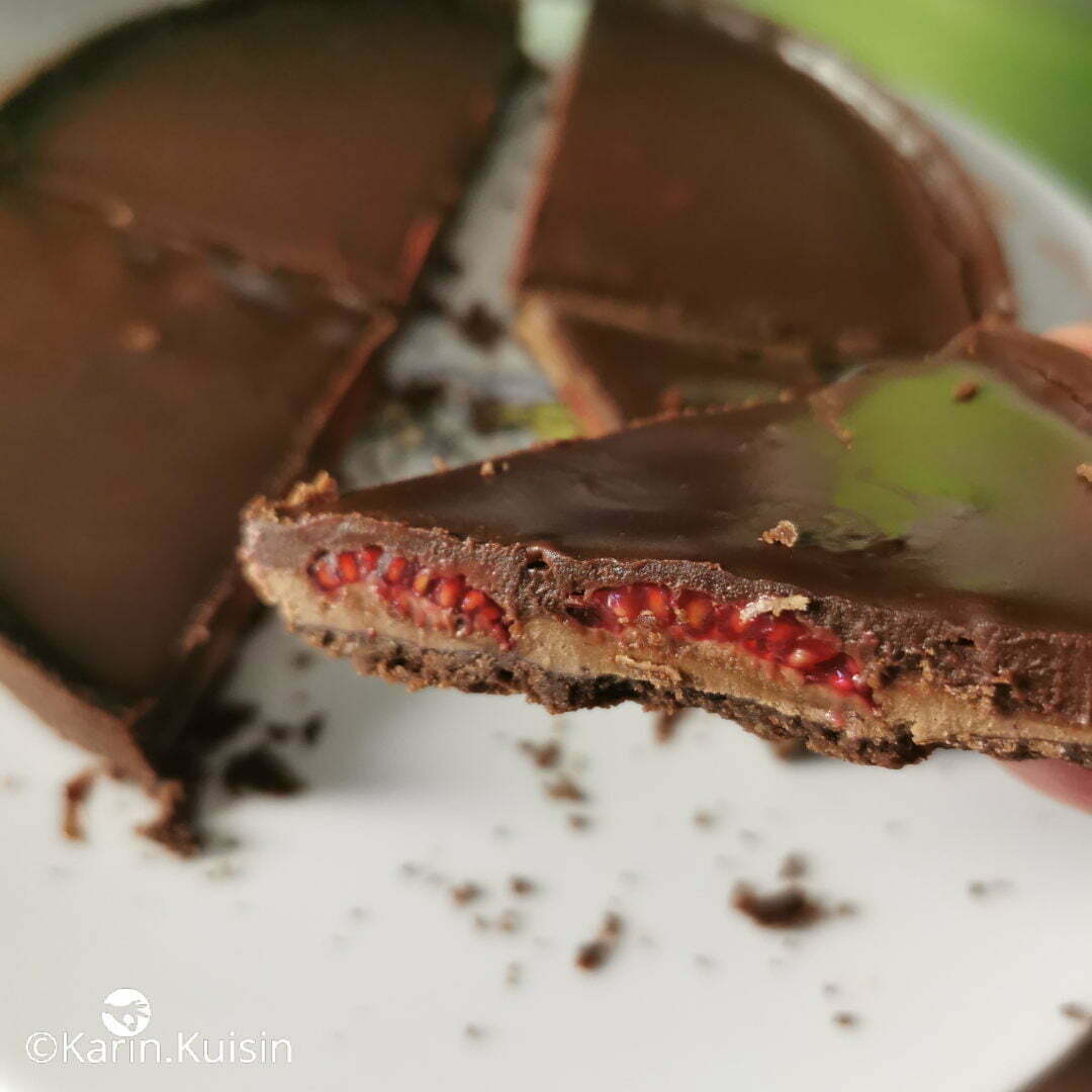 tarte chocolat gianduja framboise final découpe