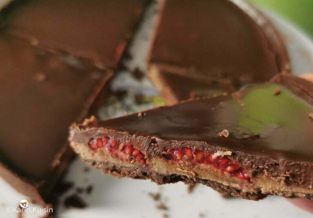 tarte chocolat gianduja framboise final découpe