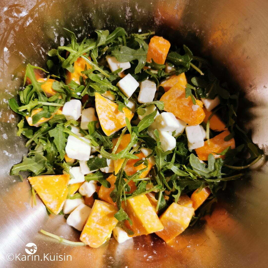 potimarron feta roquette mélanger
