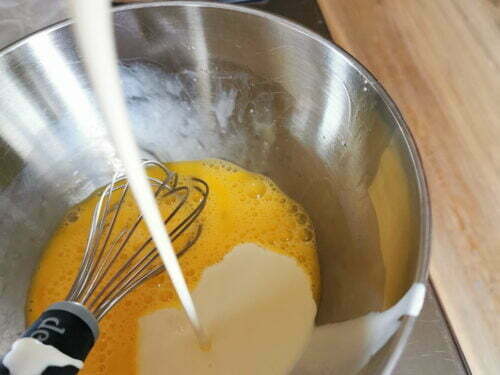 appareil quiche crème verser