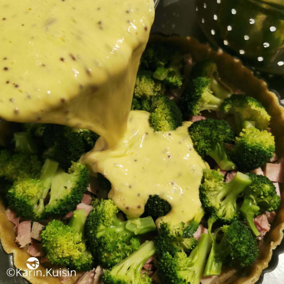 quiche jambon brocolis appareil verser