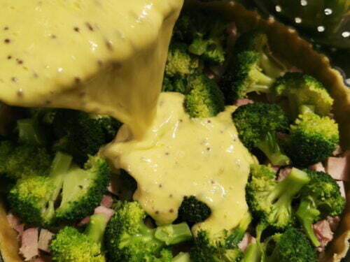 quiche jambon brocolis appareil verser