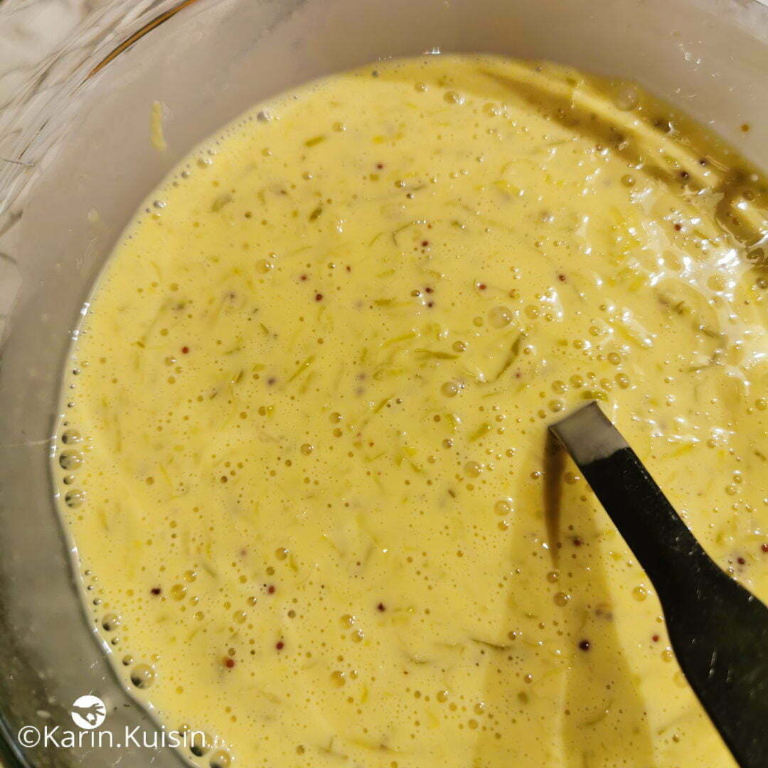 appreil quiche moutarde mélanger
