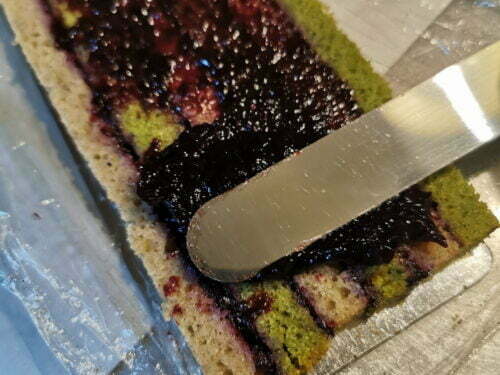 montage cake damier compotée étaler