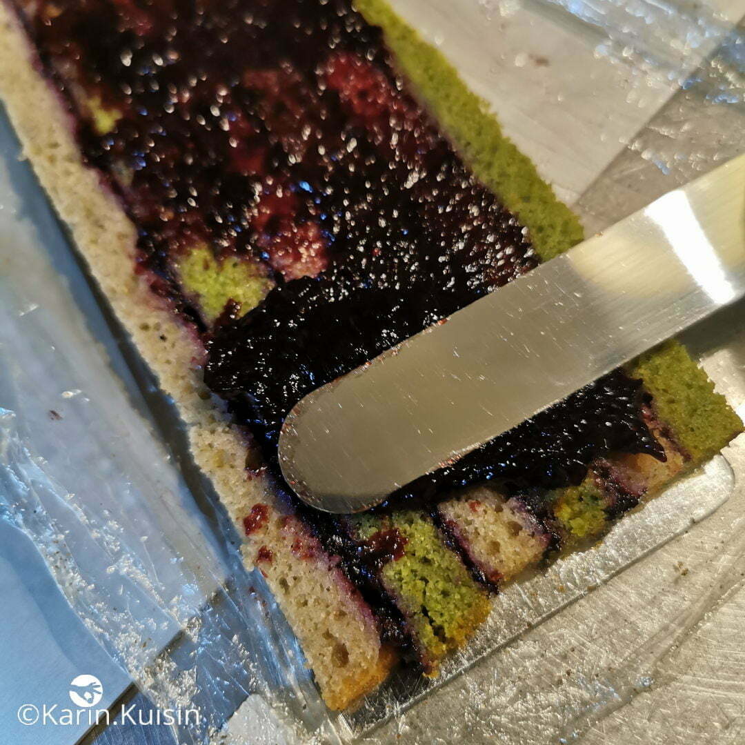 montage cake damier compotée étaler