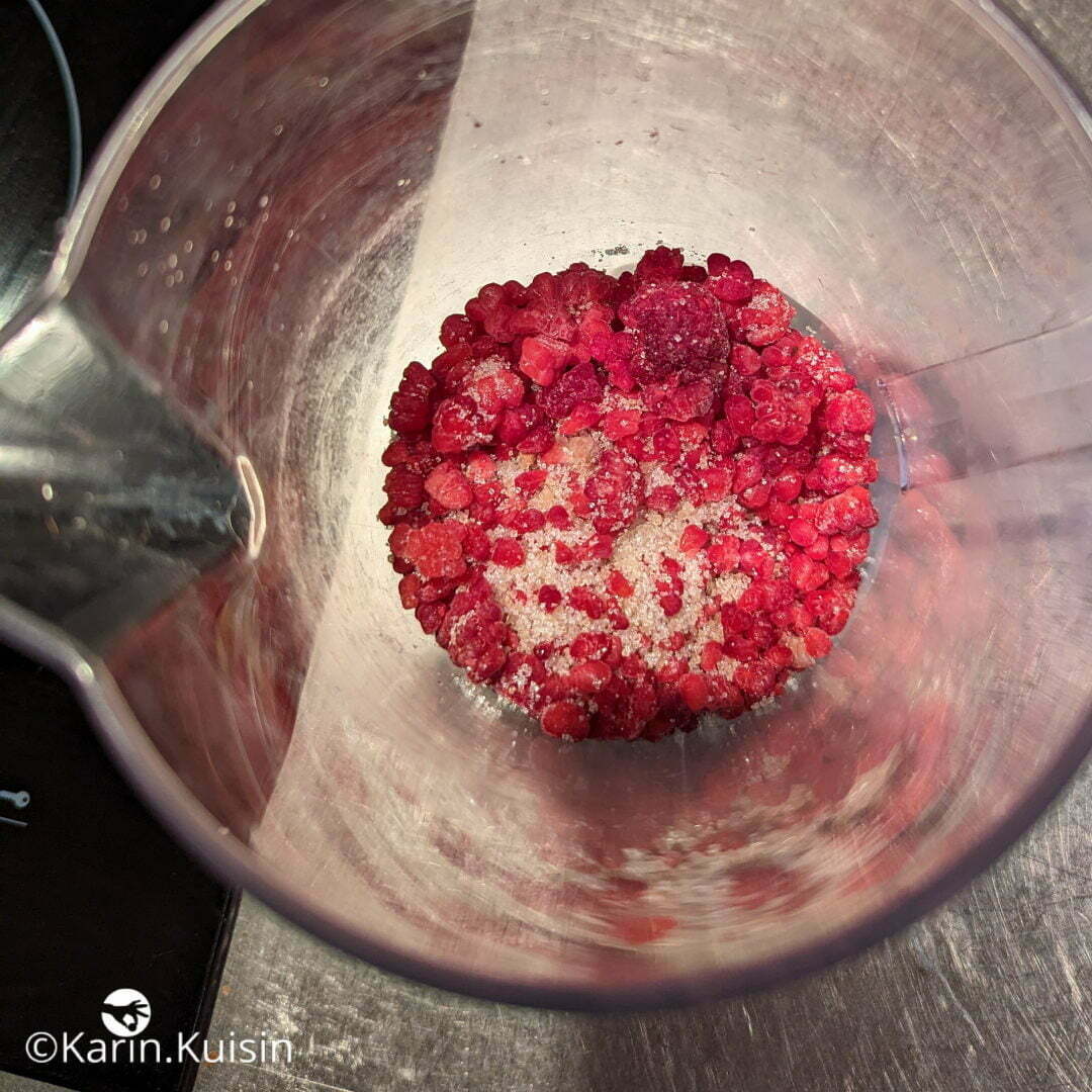 framboise sucre mélanger