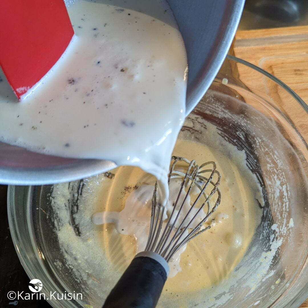 oeuf sucre fécule lait verser