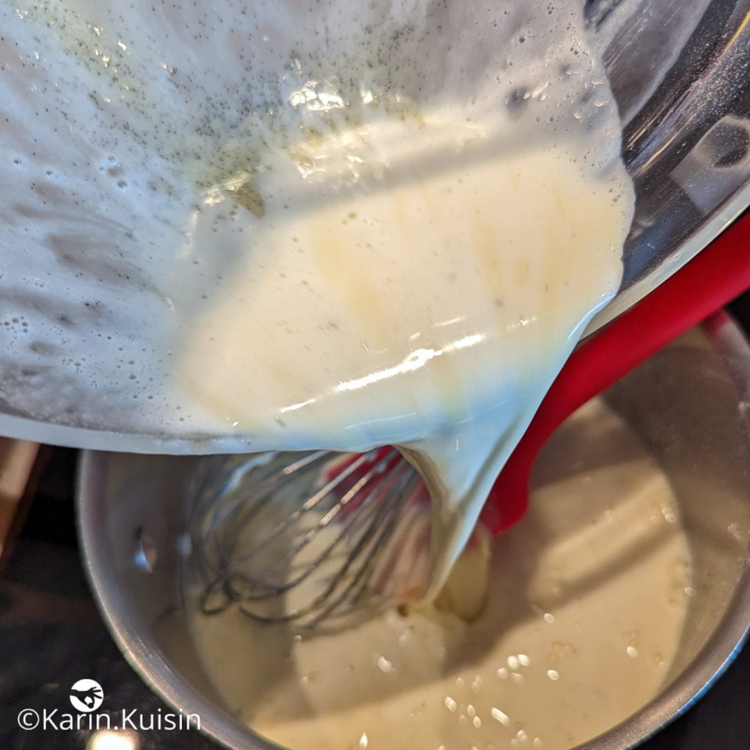 lait oeuf sucre fécule verser
