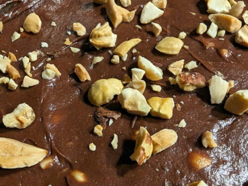 appareil brownie fruit sec parsemer